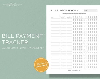 FINANCE: Bill Payment Tracker | Printable | Personal Finance | A4 & US Letter | Instant Download