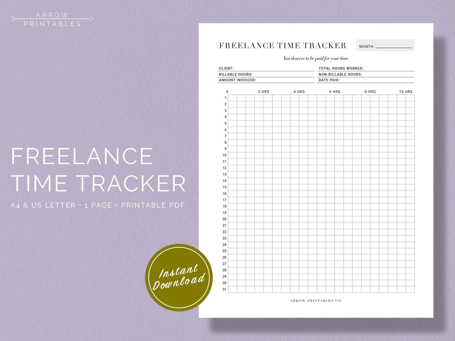 WORK: Freelance Time Tracker | Printable | Billing | Organization | A4 ...