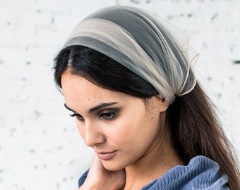 READY-TO-SHIP. Plain Kerchief Head wrap for mass Beige Christian Head Covering Church head covering Religion Head veil