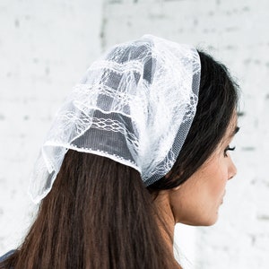 Off white Christian head wrap Kerchief  Church Women head covering Orthodox veils Catholic veil Church or Chapel veil mantilla scarf