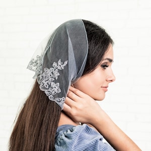 READY-TO-SHIP Embroidered Church Head wrap Women head covering Orthodox veils Catholic veil Church or Chapel veil mantilla for women
