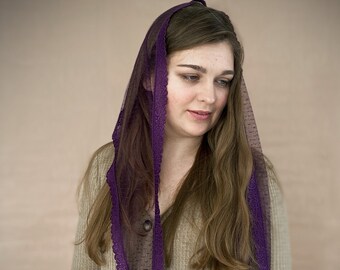 READY-TO-SHIP  Shawl velvet polka dot lace Scarf Church head covering Orthodox veils Catholic wrap Chapel veil mantilla scarf Active
