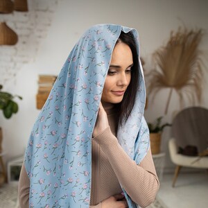 READY-TO-SHIP. Cotton printed head covering for veiled women Church soft head wrap Orthodox shawl Natural veil Church/ Chapel mantilla scarf