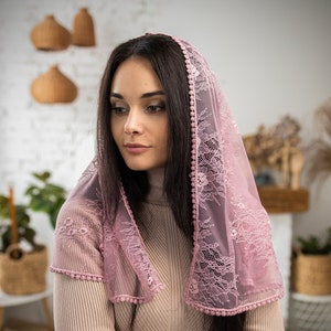 READY-TO-SHIP Chantille Lace Mantilla Traditional Vintage Inspired Catholic Head wrap Chapel Veil Church Shawl women Head covering