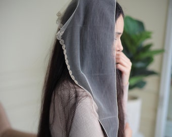 READY-TO-SHIP Embroidered Church Head wrap head covering  scarf Orthodox veils Catholic veil Church or Chapel veil mantilla for women