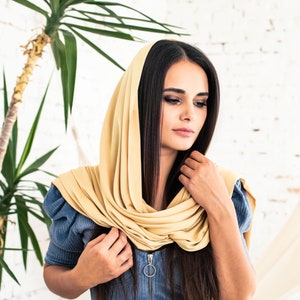 Ready-to-ship. Silk Scarf head covering for veiled women Church soft head wrap Orthodox shawl Natural veil Church or Chapel mantilla scarf