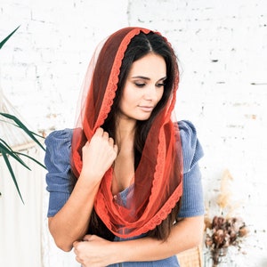 Ready-to-ship. Infinity Church head covering Women Wrap Orthodox veils Catholic veil Church or Chapel veil mantilla scarf