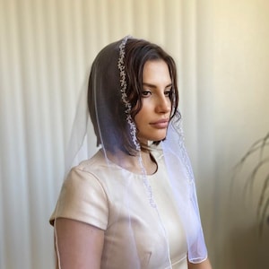 White embroidered Church scarf Head wrap Women  head covering Orthodox veils Catholic veil Church or Chapel veil mantilla for women
