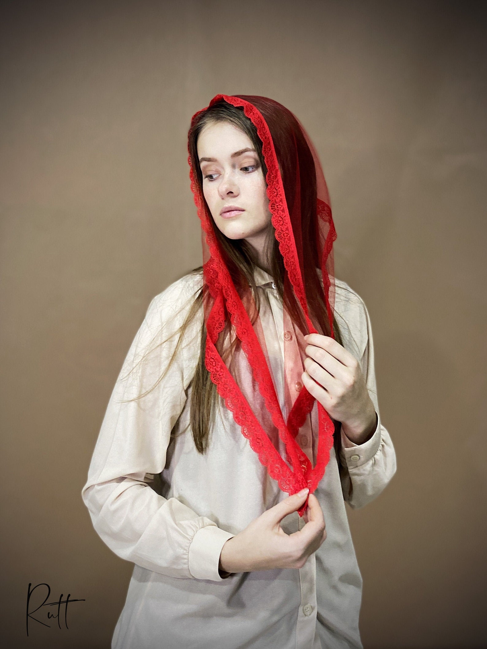 Red Church head covering Christian women Head wrap Orthodox Etsy