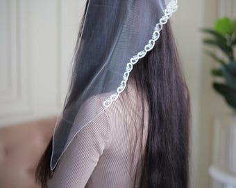 READY-TO-SHIP Embroidered Church Head wrap head covering  scarf Orthodox veils Catholic veil Church or Chapel veil mantilla for women