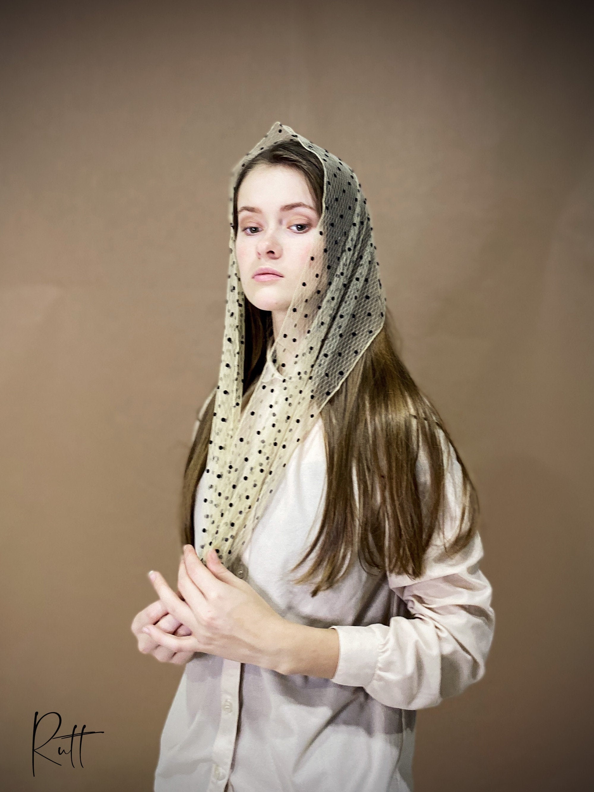 Dotted Shawl Christian Scarf Church Scarf Head covering Etsy