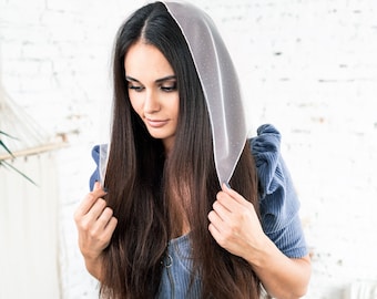 READY-TO-SHIP. Plain Church triangle kerchief Head covering wrap Tulle head wrap Catholic veil Church or Chapel veil mantilla