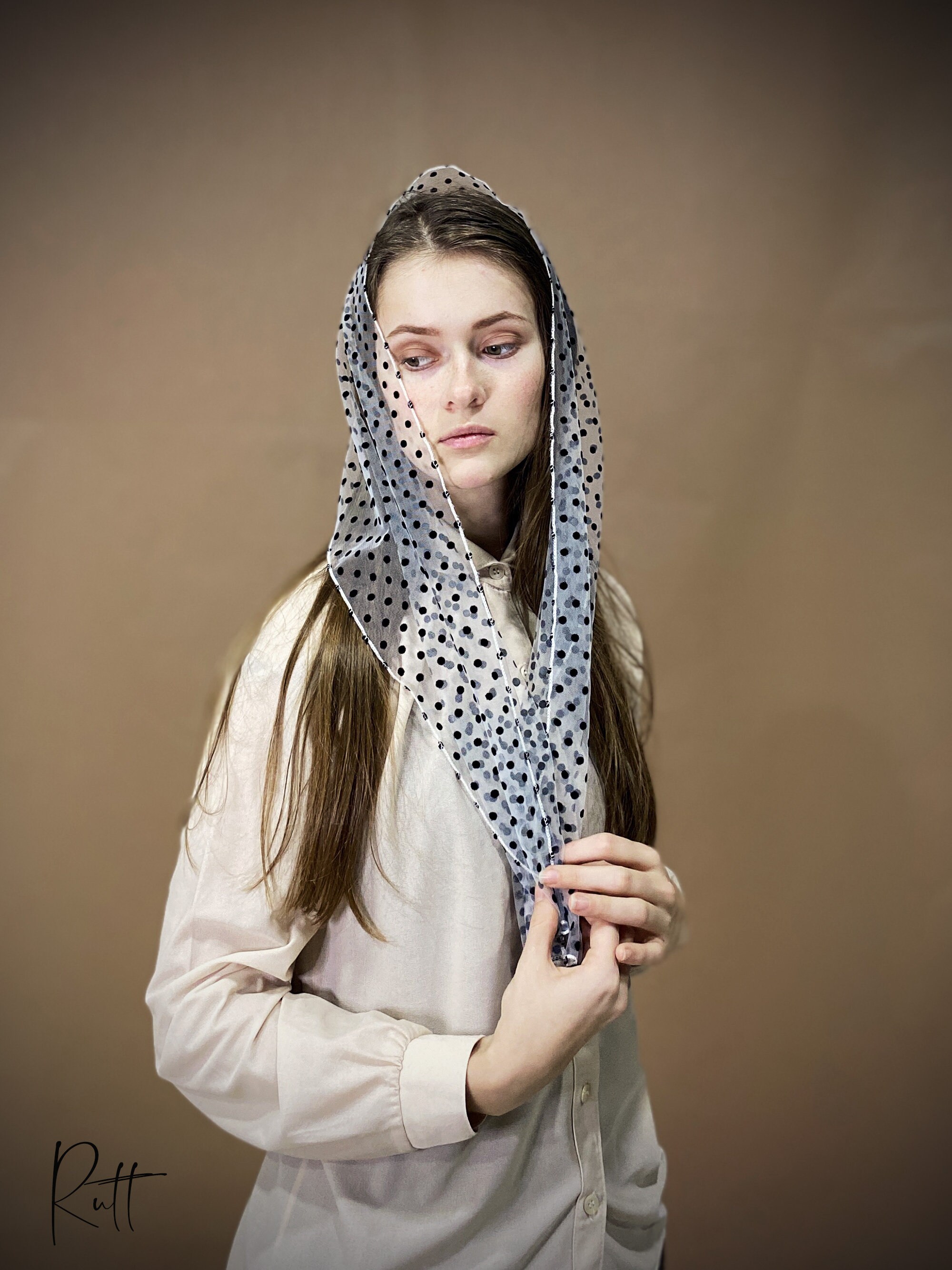 Dotted Shawl Christian Scarf Church Scarf Head covering Etsy