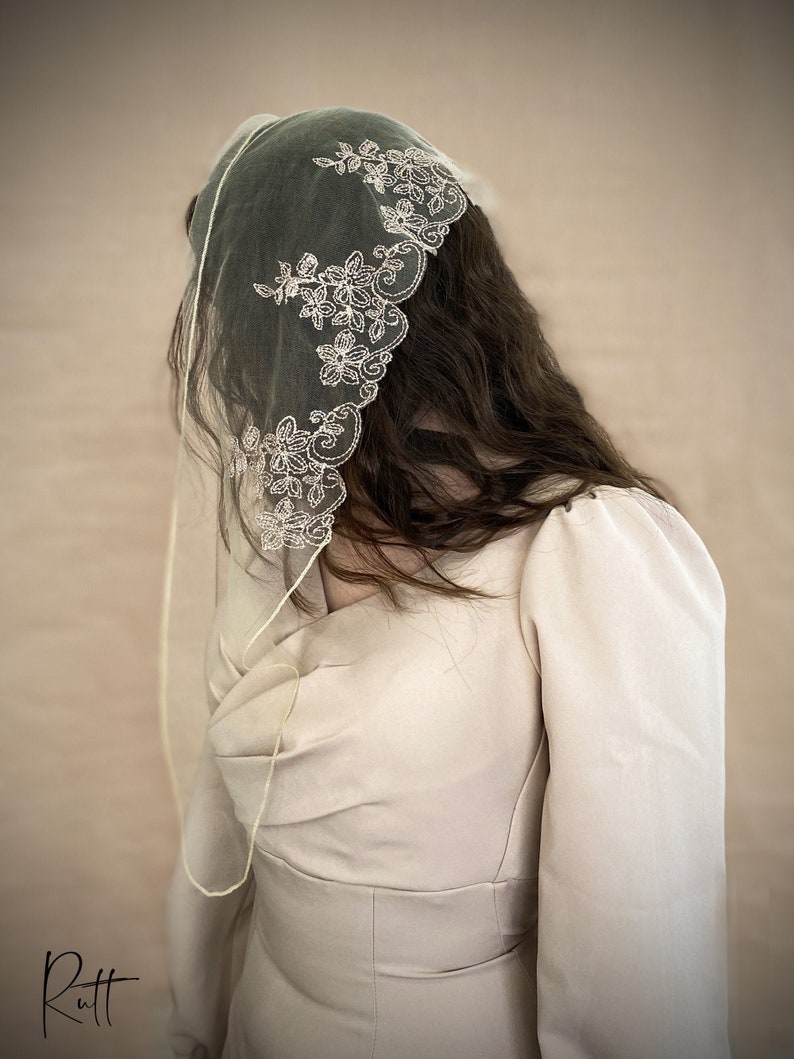 Beige Embroidared Church Head Wrap Head Covering Orthodox Etsy