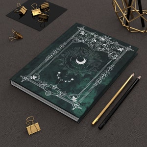 New Witches Green Tarot Velvet Moon Printed Ornate Decorative Hardcover Journal Matte