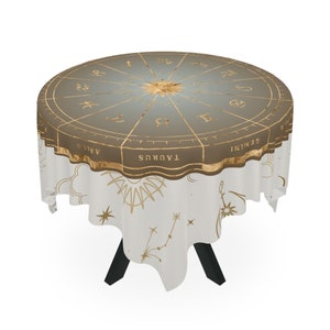 Astrology wheel Zodiac witch Celestial sun Moon Wiccan Tablecloth
