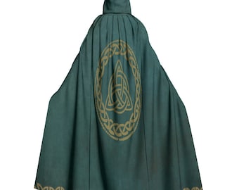 Celtic knot Cloak Cape Green Celtic Witchy All-Over Print Unisex Hooded Cloak | Microfiber