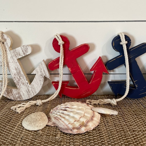 Wooden Anchor with Rope, Wood Anchor, Anchor Decor, Nautical Nursery, Nautical Decor, Wood Anchor, Anchor Nautical Decor