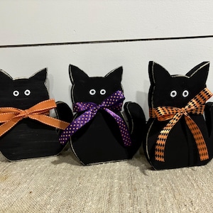 Black cat, Rustic black cat, wood black cat, Halloween cat, tier tray decor, Halloween Decor, wood cat, Halloween