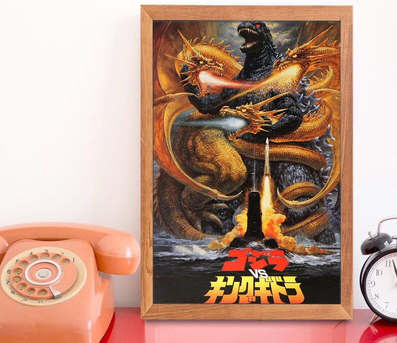 Godzilla Vs Konig Ghidorah 1991 Poster Mann Hohle Etsy
