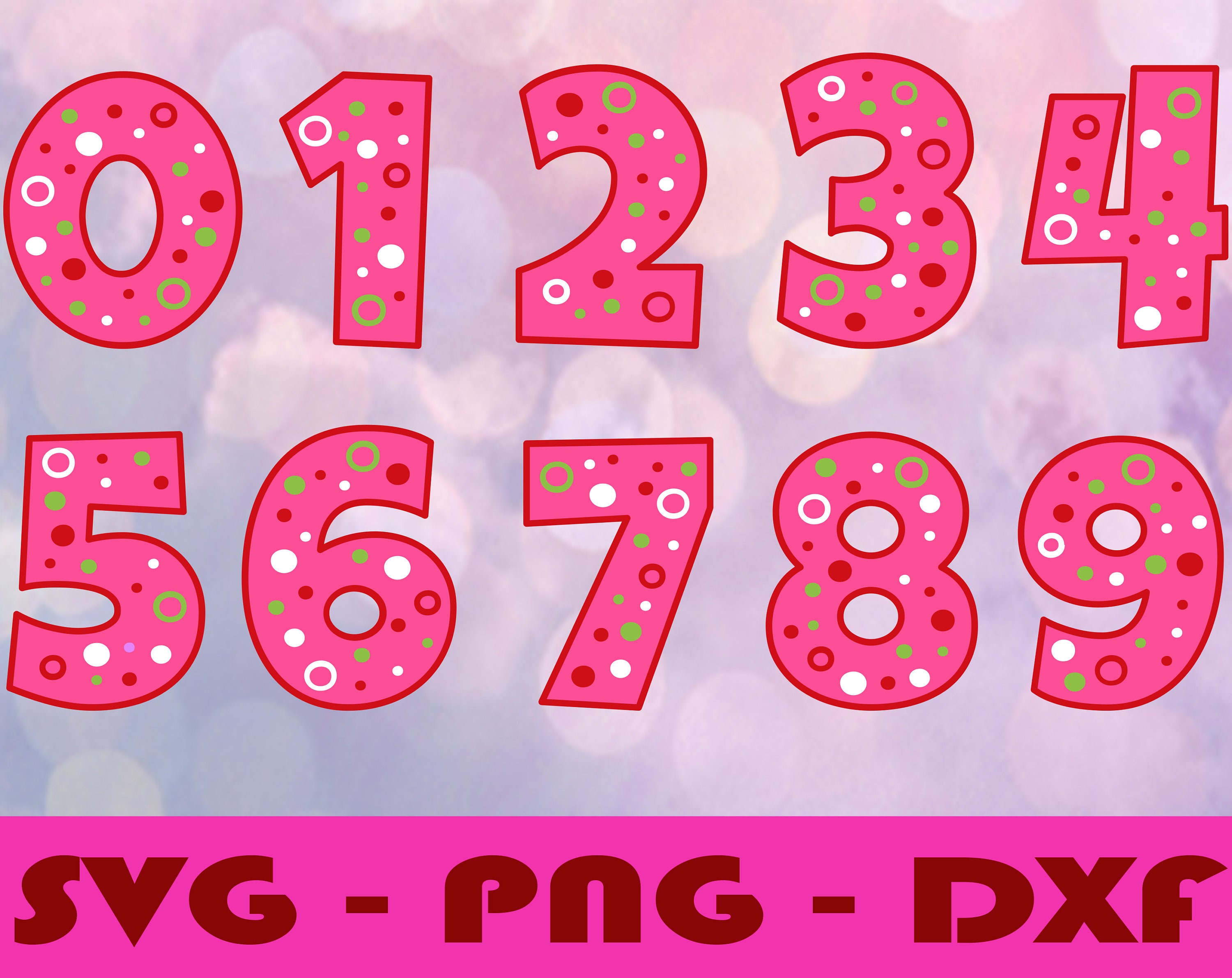 Pink number svgpngdxfnumber bundle svgpngdxf Etsy