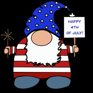 Gnome patriotique SVG - fichier coupe 4 juillet pour Cricut | Conception numérique du jour de l'indépendance des États-Unis | Nain bleu et blanc rouge