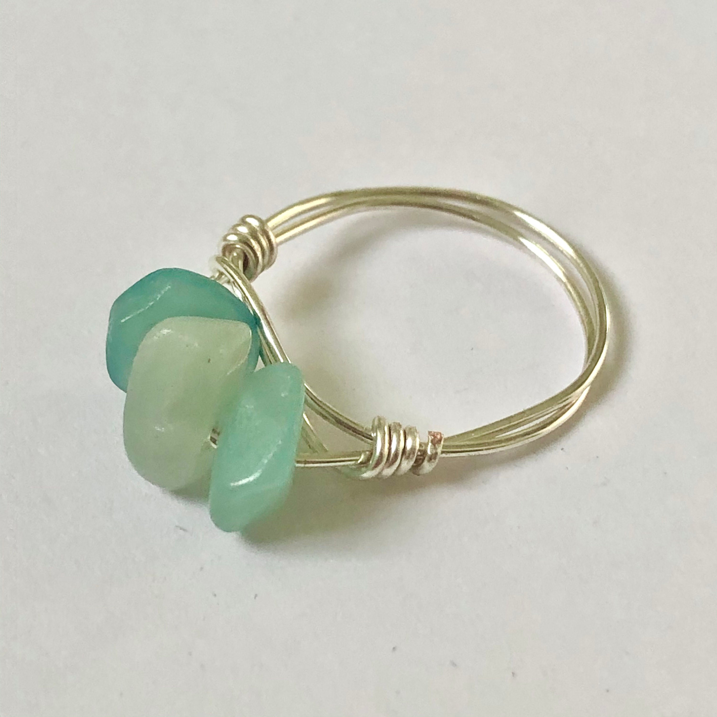 Amazonite wire wrapped ring.