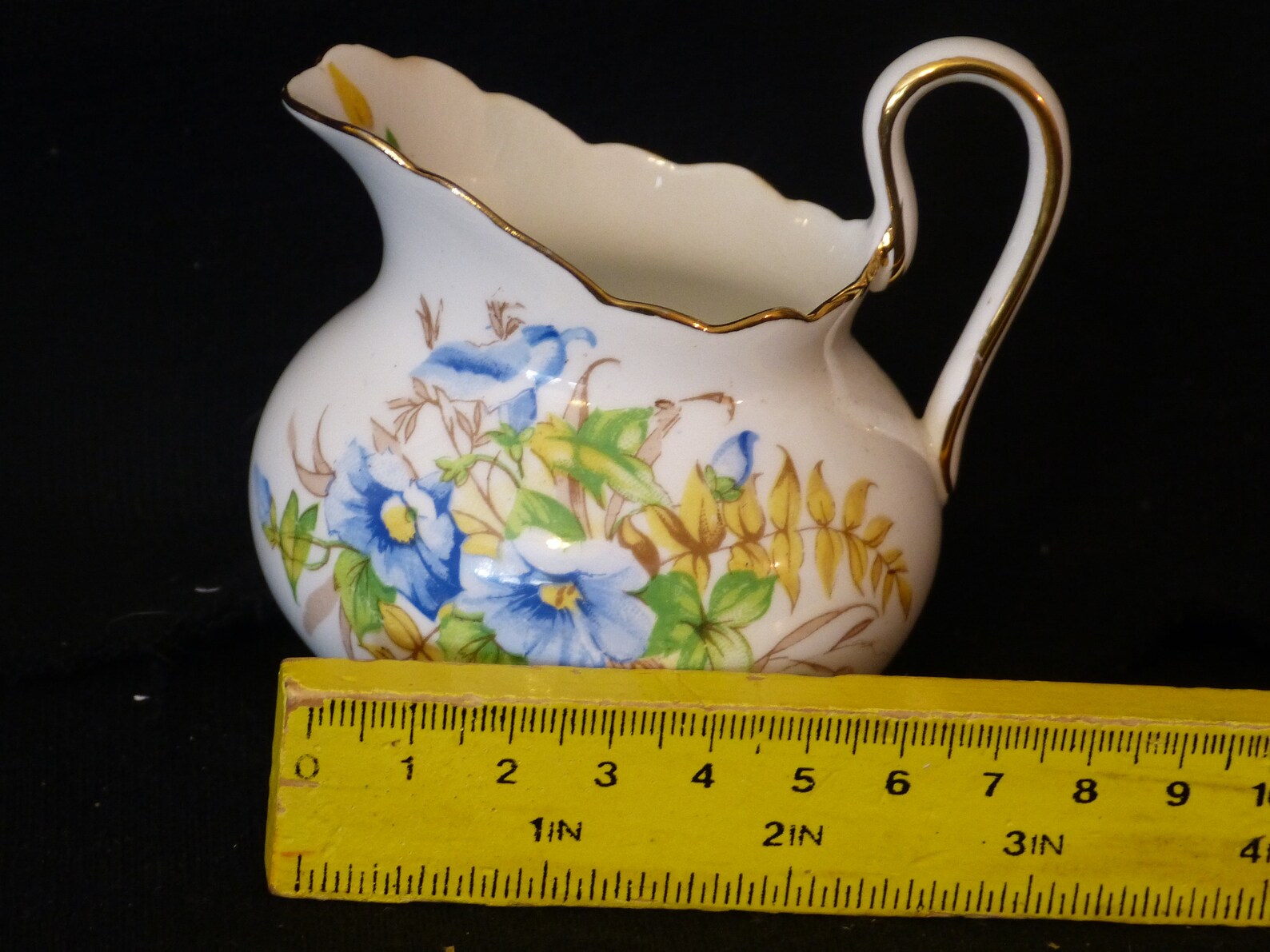 Vintage Decorative small White Pitcher With blue flowers Etsy