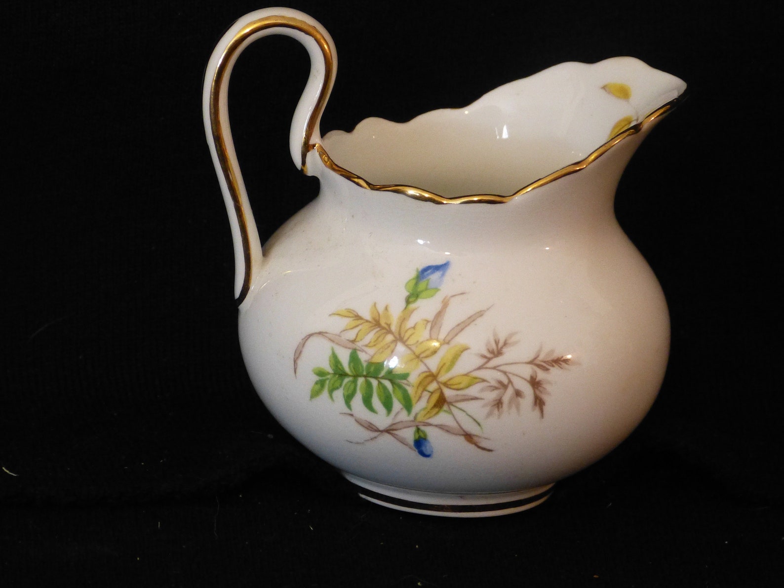 Vintage Decorative small White Pitcher With blue flowers Etsy