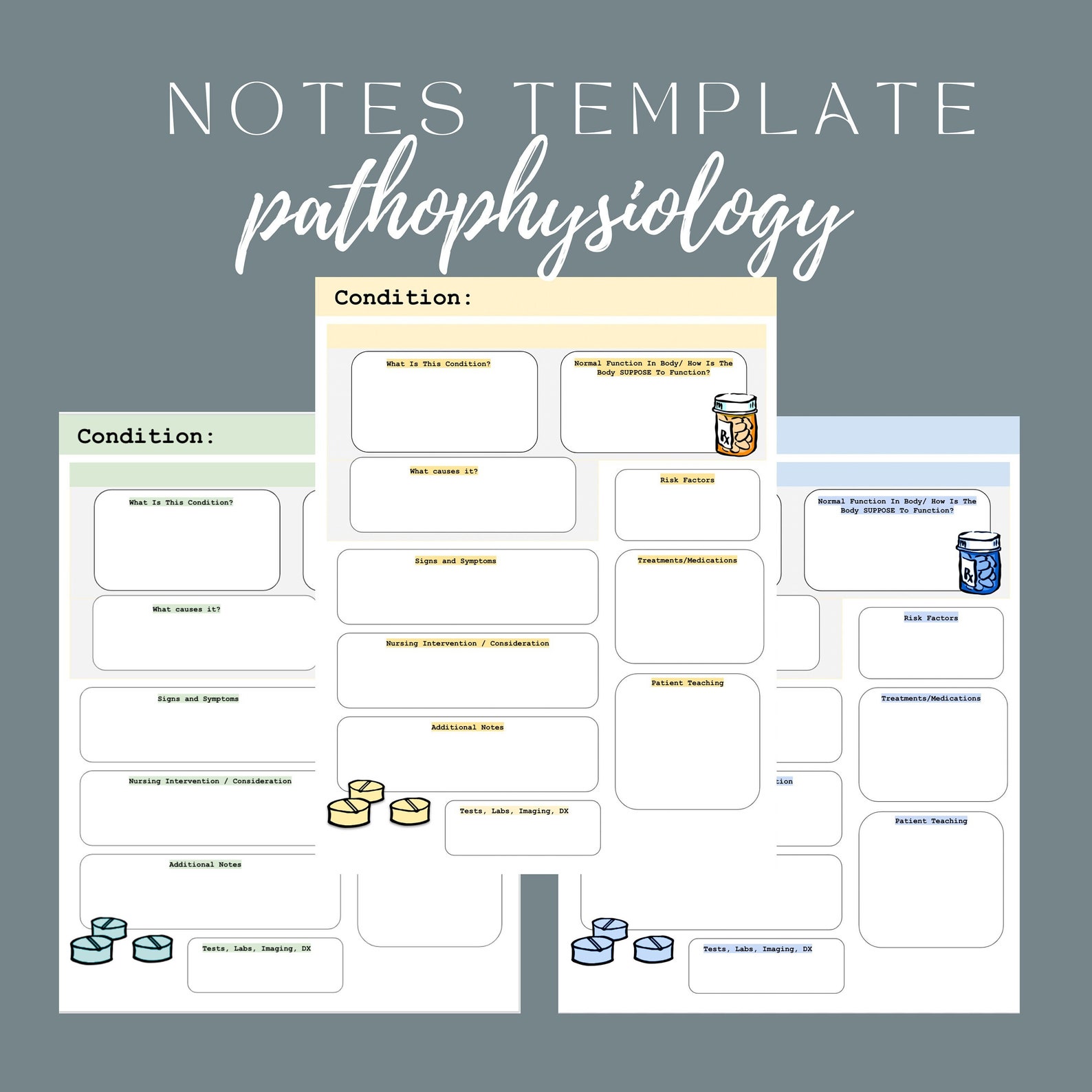 Conditions Pathophysiology Nursing Notes Templates Nursing School ...