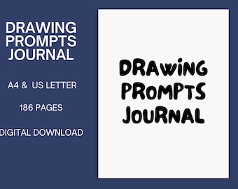 Tekeningprompts dagboek, visuele dagboekprompts, artworkprompts, geestelijke gezondheid, zelfzorgdagboek, 186 pagina's, A4/Us LETTER-formaat, afdrukbaar