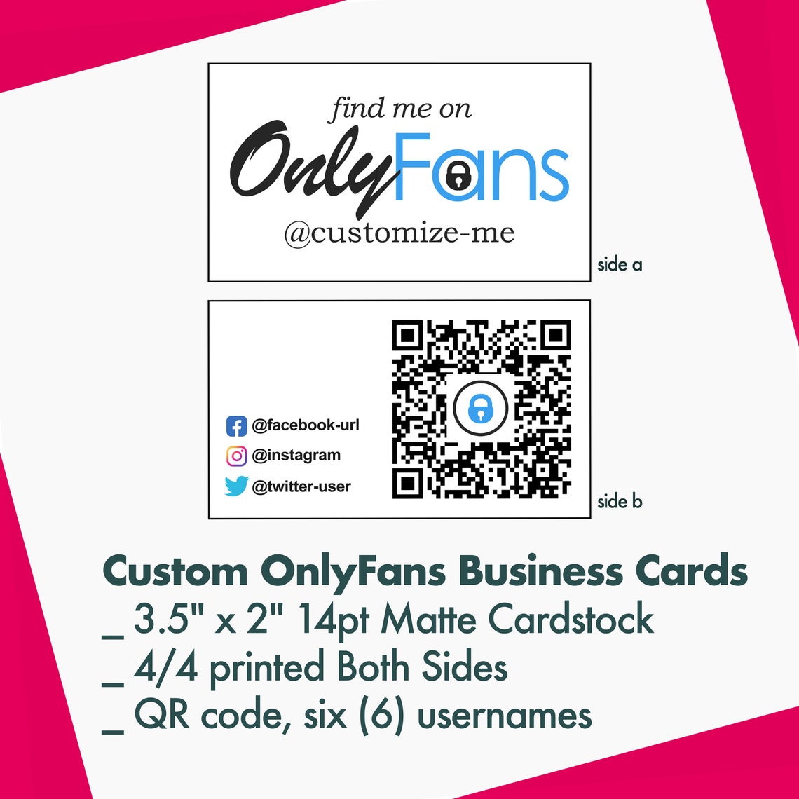 Custom OnlyFans Business Cards with QR Code and Social Media | Etsy