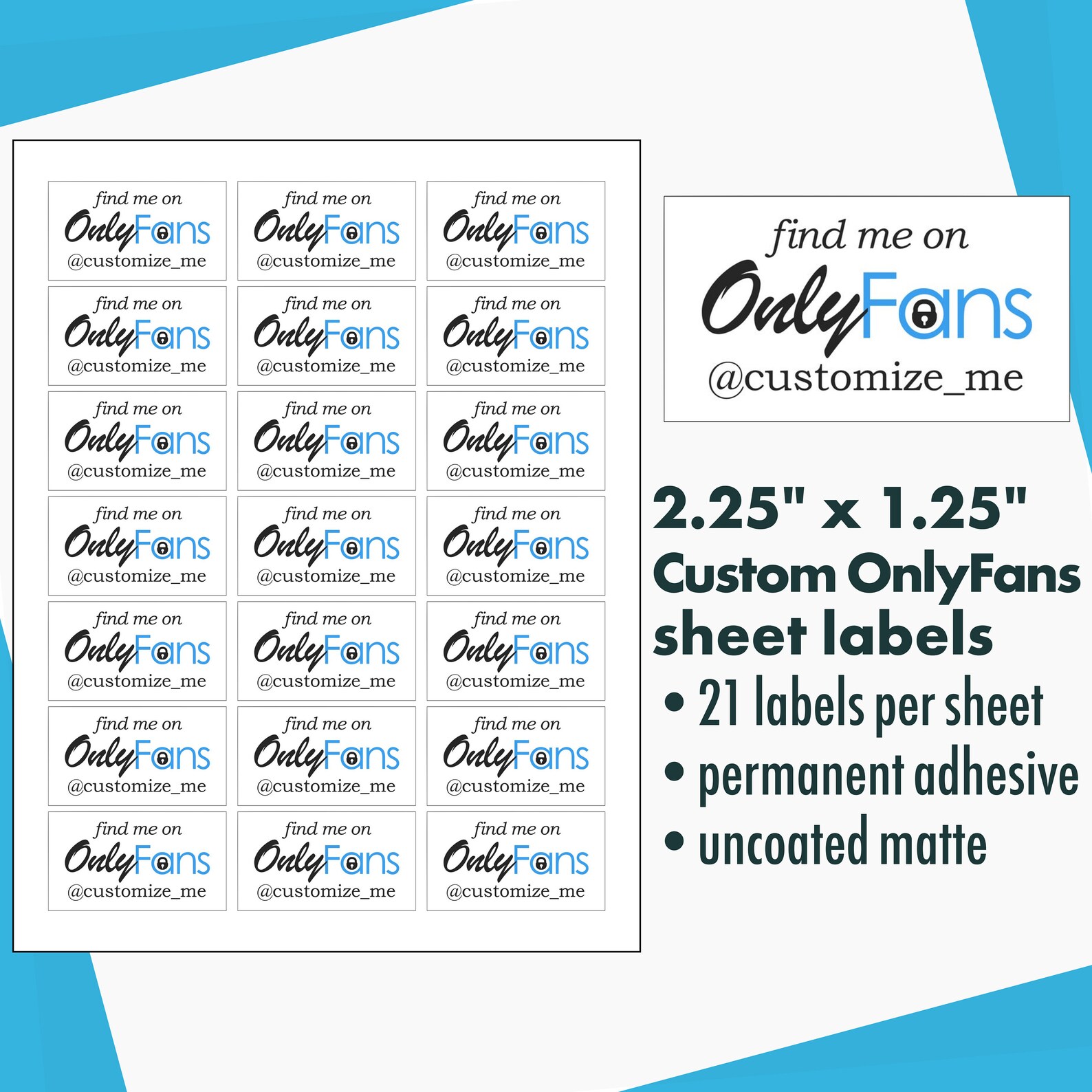 Custom OnlyFans Uncoated Sheet Stickers 2.25 x Etsy