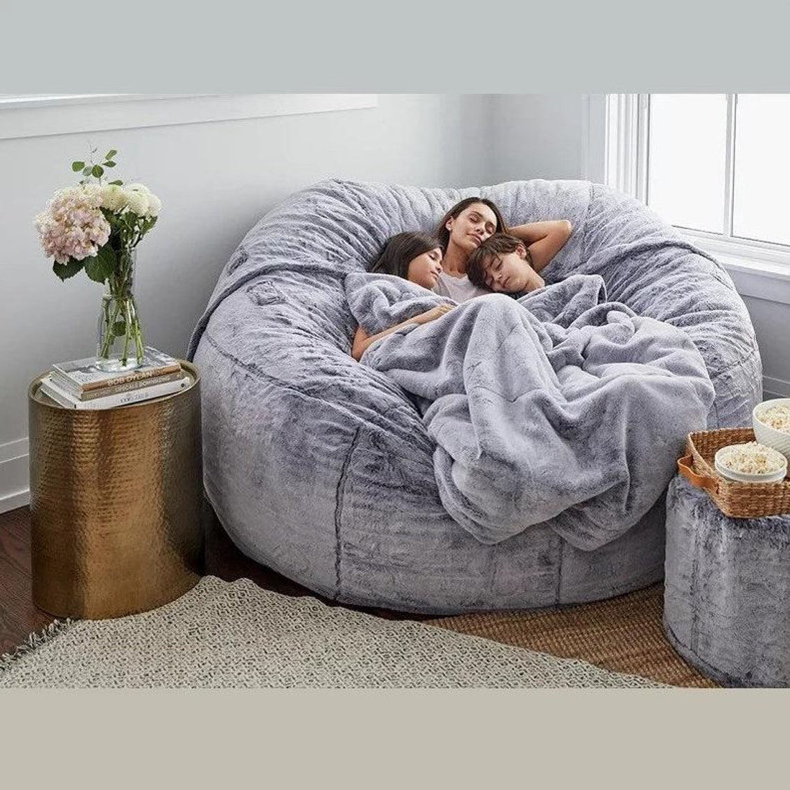 7Foot Bean Bag Chair with Furry Fur Cover Machine Washable Etsy