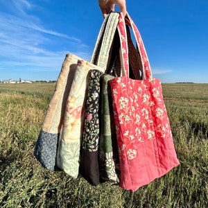 Handmade Floral Tote Bags - Soft Cotton, Vintage Florals, Carryall, Aesthetic Shopping Bag, Reusable, Lightweight Reusable Tote *NEW COLOURS