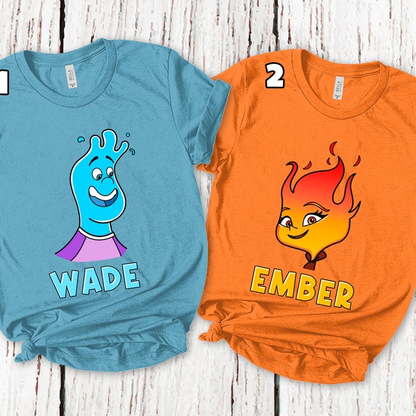 Elemental Ember And Wade Custom Shirt, Disney Elemental Shirt, Disney Pixar Elemental Name, Disney Family Shirt, Disneyworld Shirts KBRD13