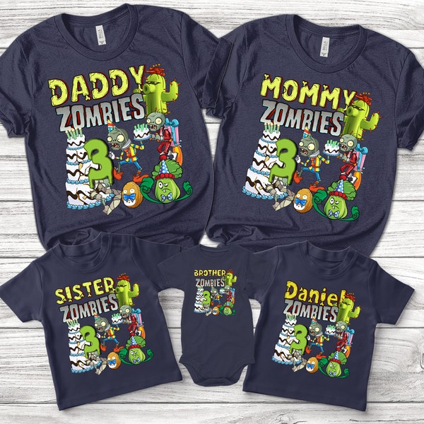 Plants vs Zombies Gaming Birthday Shirt, Custom Boy Girl Cartoon Birthday Shirt, Toddler Birthday Gift For Son Daughter UL1B17