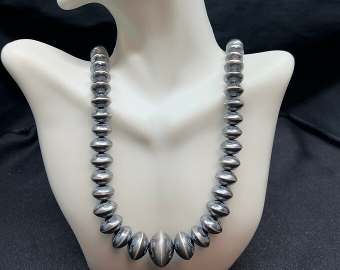 Stamped Navajo Pearl Graduated Saucer Bead Genuine Indian Hand Made