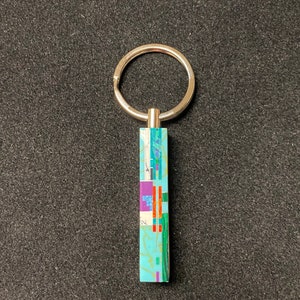 Chaveiro feito à mão em prata esterlina (multicolorido) com abridor de garrafas! (Banhado a prata esterlina)