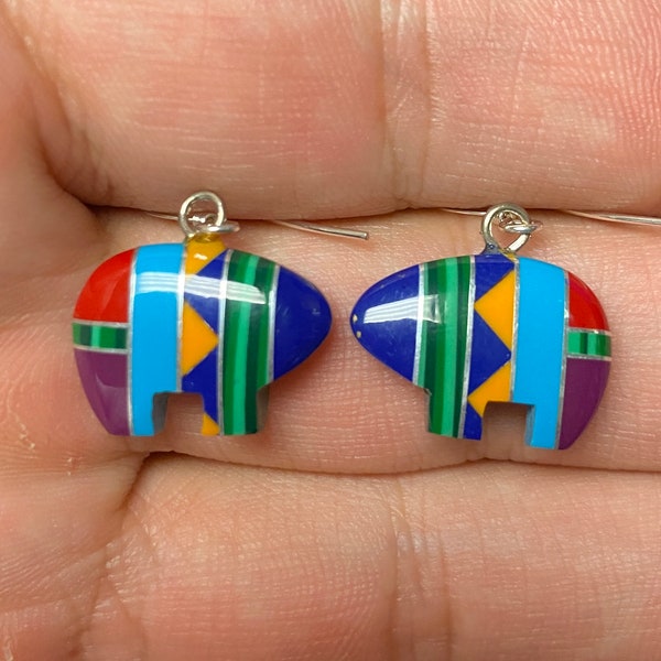 Delicate Handmade Zuni Style Bear Earring