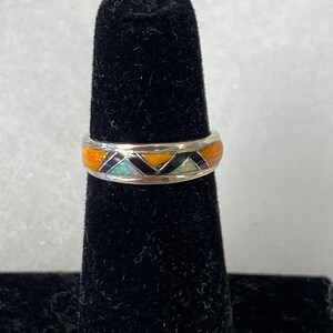 Orange Spiney Sterling Silver Ring With Thin Band image 3