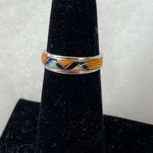 Orange Spiney Sterling Silver Ring With Thin Band image 5