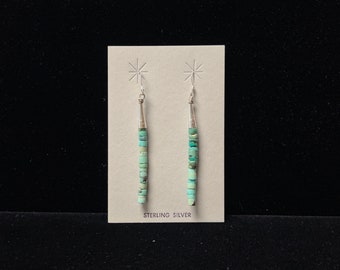 Turquoise Heishi Stick Earrings I Sterling Silver Turquoise Earrings I Made in USA