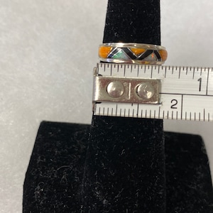 Orange Spiney Sterling Silver Ring With Thin Band image 6