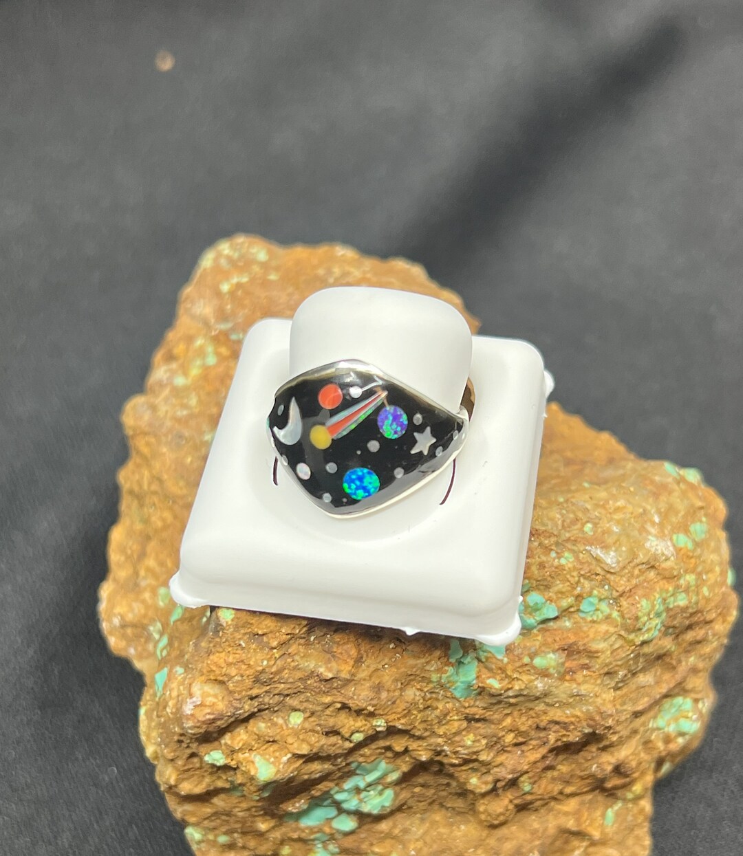 Starry Night Micro Inlay Ring I Galaxy Stars Theme I Surisouthwest I ...