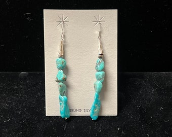 Turquoise Nugget Stick Earrings I Sterling Silver Turquoise Earrings I Made in USA