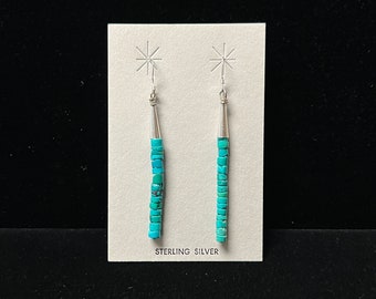 Turquoise Heishi Stick Earrings I Sterling Silver Turquoise Earrings I Made in USA