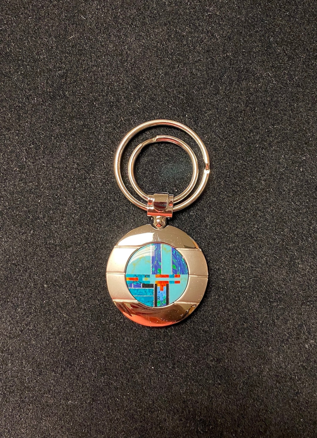 Sterling Silver Handmade Keychain (multicolor) W/ 24mm Inlay Stone! - Etsy