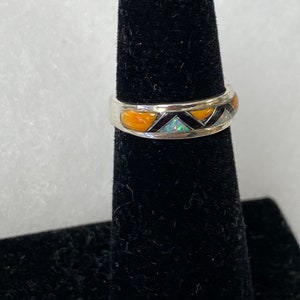 Orange Spiney Sterling Silver Ring With Thin Band image 4
