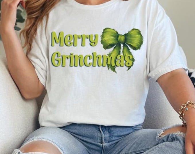 Merry Grinchmas SVG, Grinch Christmas PNG, Grinchmas, Cute Grinch File, Cute Grinch Bow